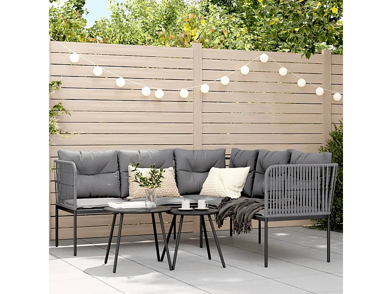 Ensemble de canapés de jardin et coussins noir acier textilène