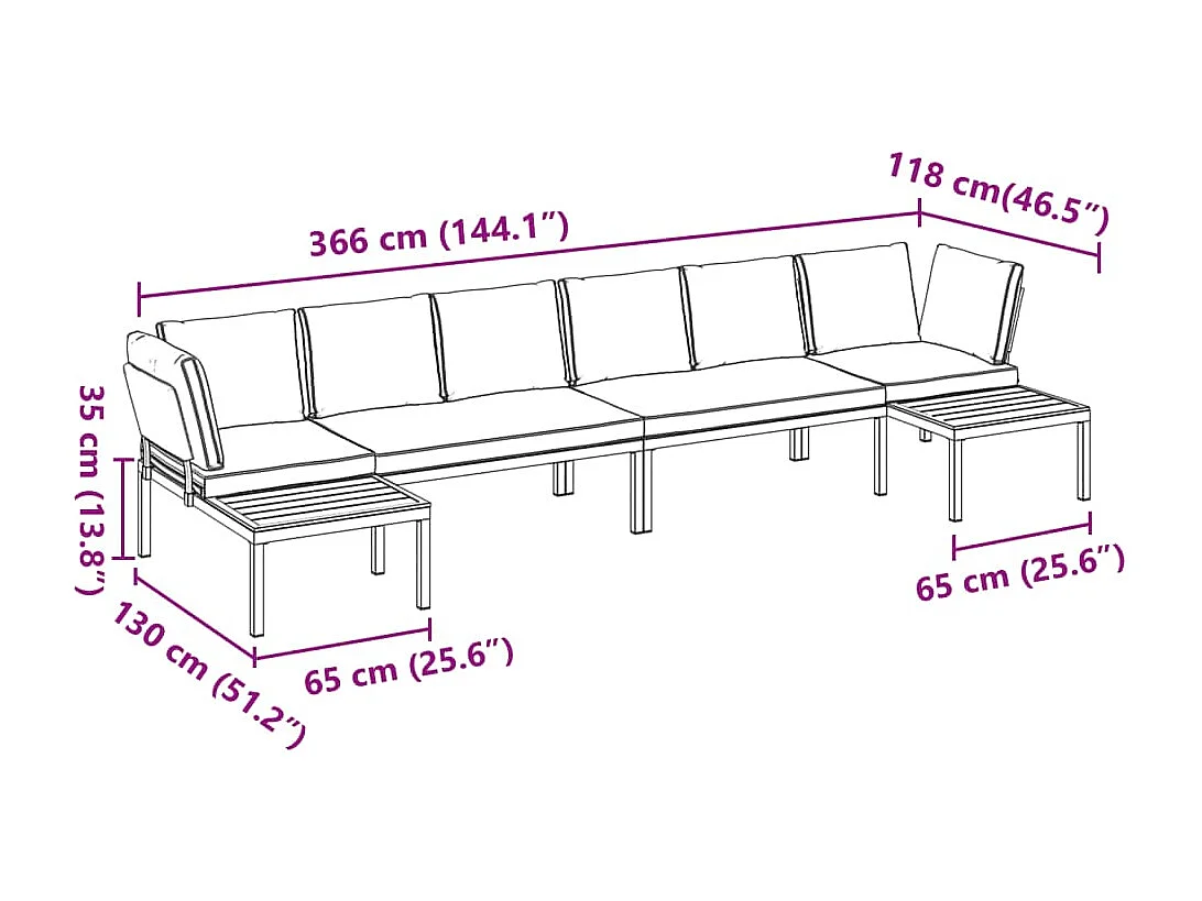 Salon de jardin 4 pcs avec coussins noir aluminium