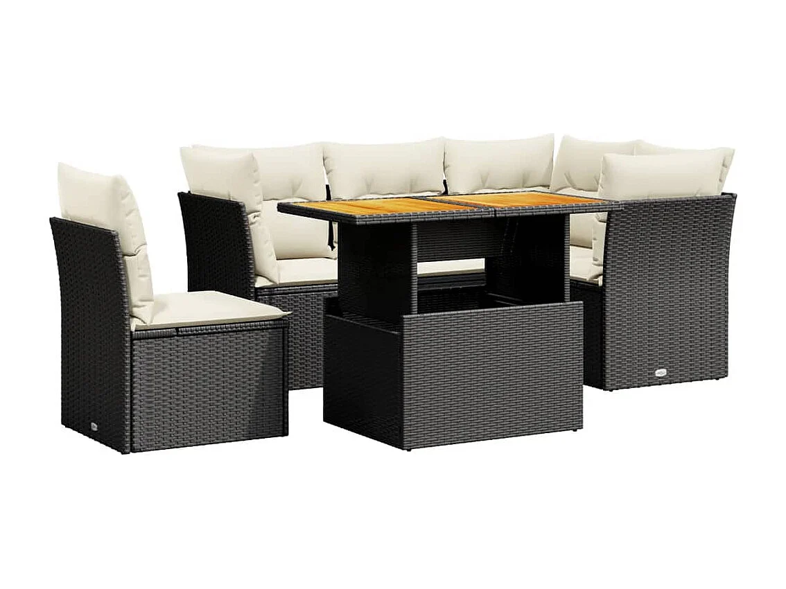 Set Divani da Giardino 5 pz con Cuscini in Polyrattan Nero