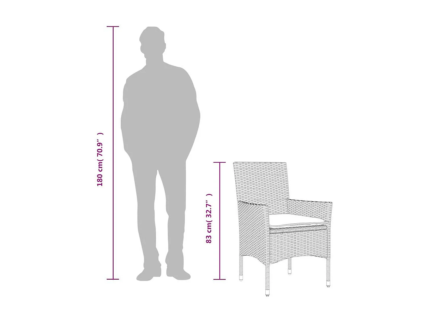 Set Pranzo da Giardino 5pz con Cuscini Polyrattan e Vetro