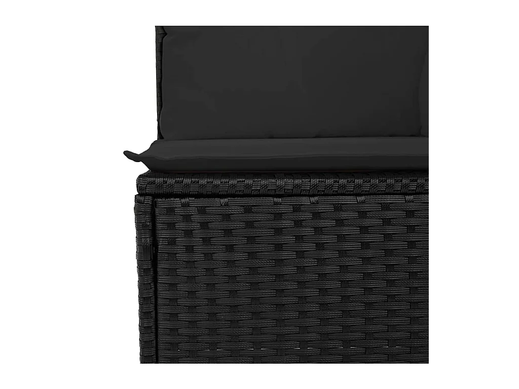 Salon de jardin 5 pcs avec coussins noir résine tressée