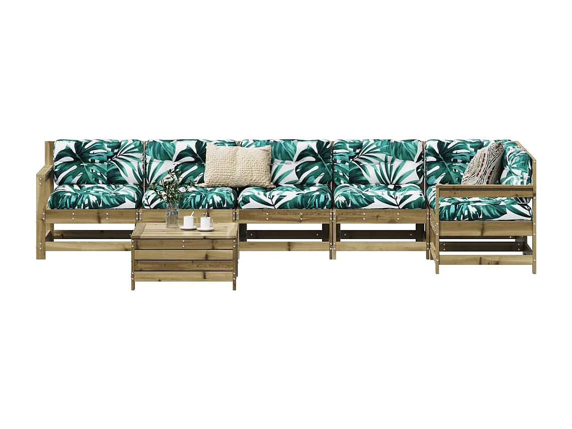 Salon de jardin 7 pcs bois de pin imprégné