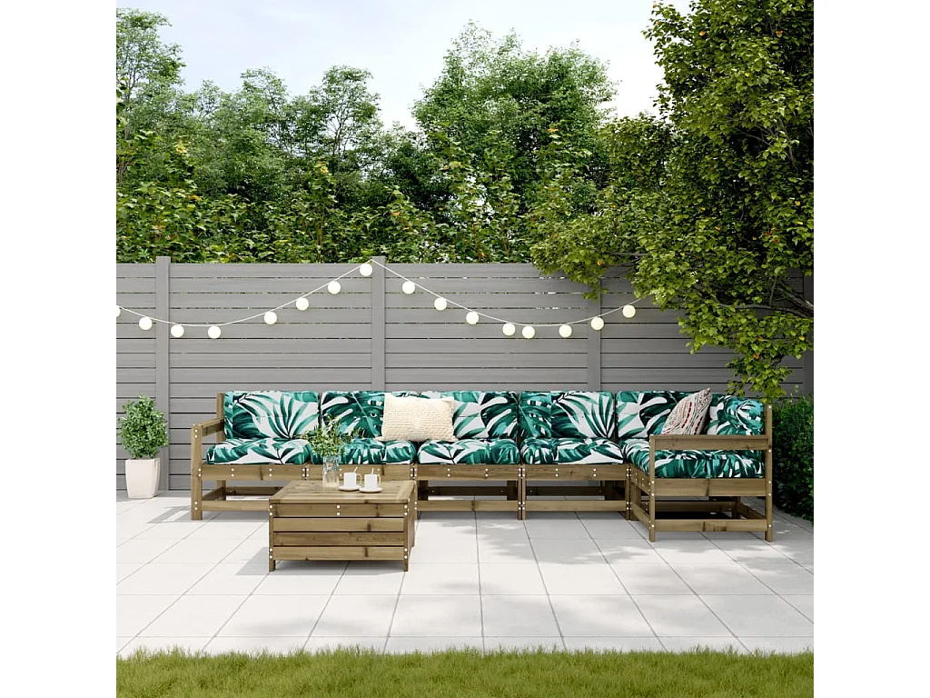 Salon de jardin 7 pcs bois de pin imprégné