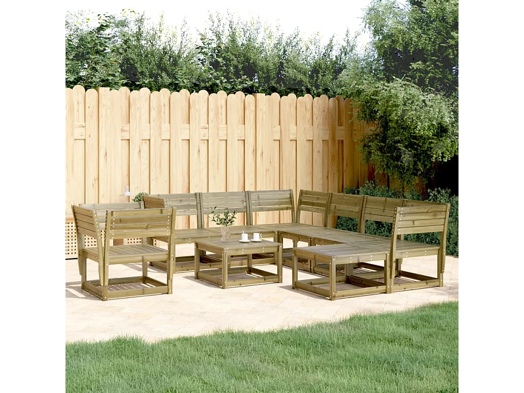 8 pcs conjunto lounge de jardim madeira de pinho impregnada