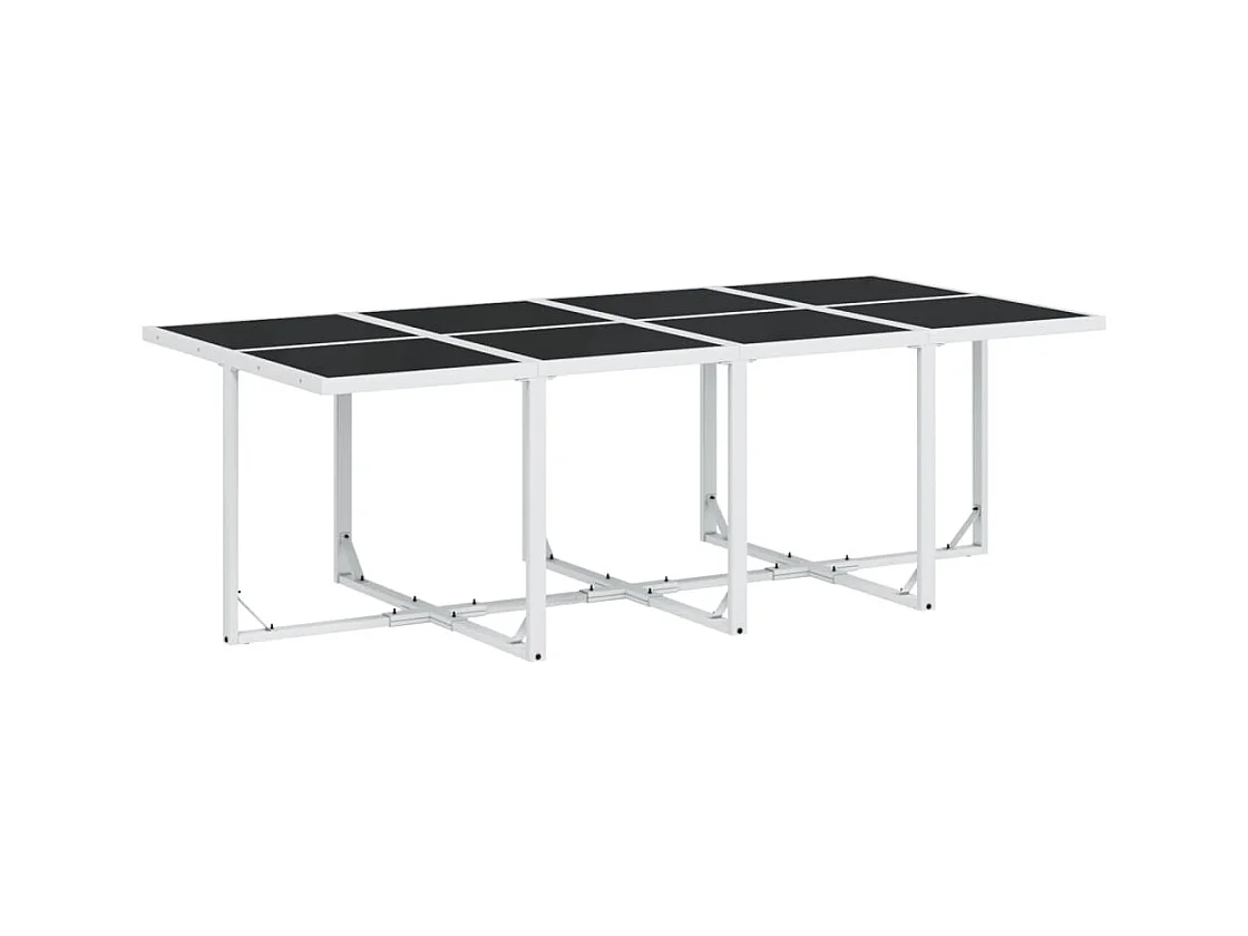 Ensemble à manger de jardin avec coussins 9 pcs blanc textilène