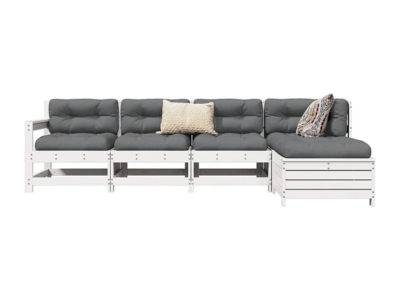 Set Salotto da Giardino 5 pz Bianco in Legno Massello di Pino