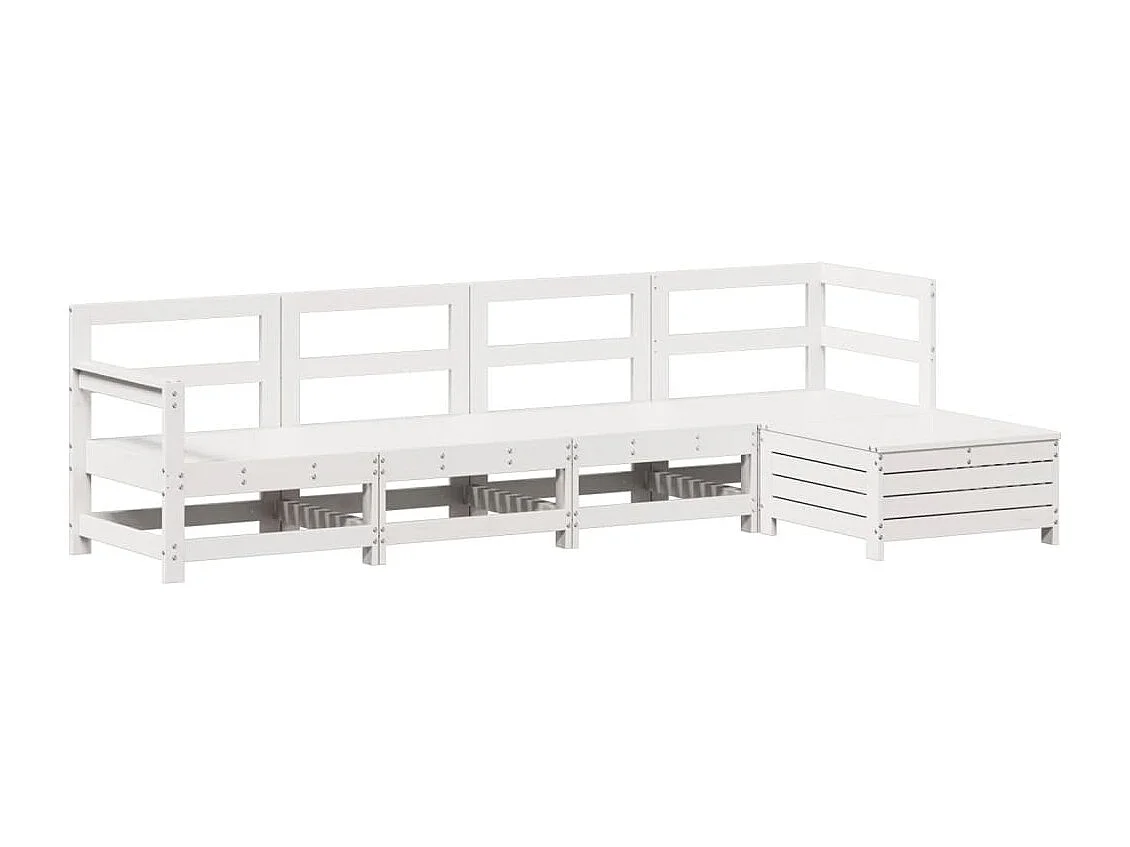 5 pcs conjunto de sofás de jardim madeira pinho maciça branco