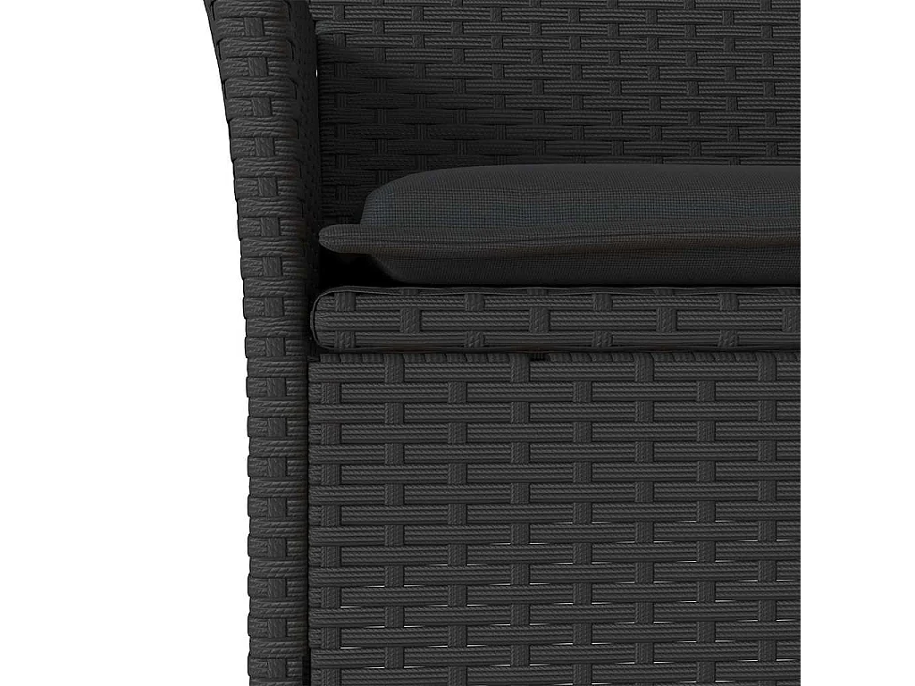 Ensemble à manger de jardin et coussins 3 pcs noir rotin verre