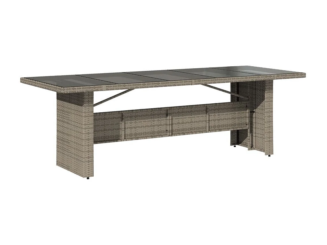 Set de mesa y sillas de jardín 11 pzas y cojines ratán PE gris