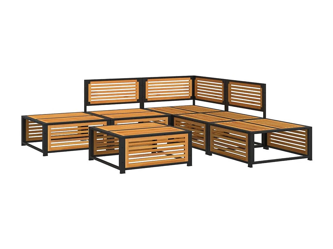 Salon de jardin avec coussins 6 pcs bois d'acacia solide