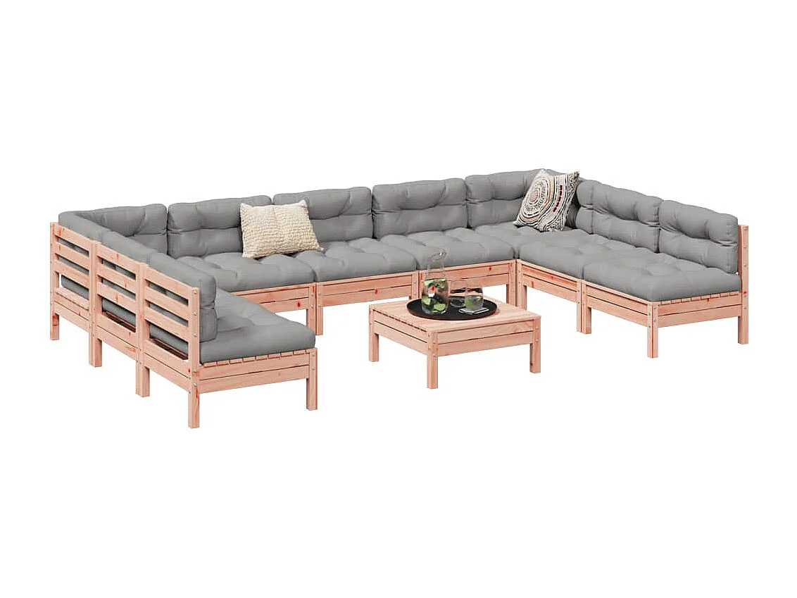 Set Divani Giardino 10 pz con Cuscini Massello Abete Douglas