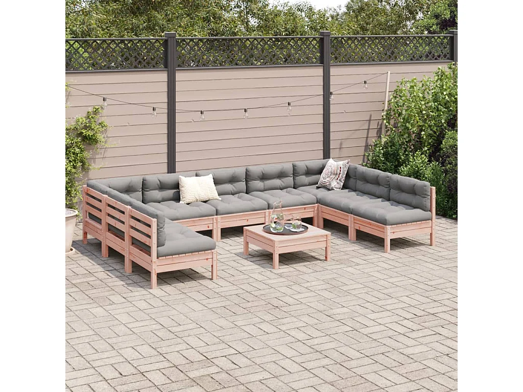 Set Divani Giardino 10 pz con Cuscini Massello Abete Douglas