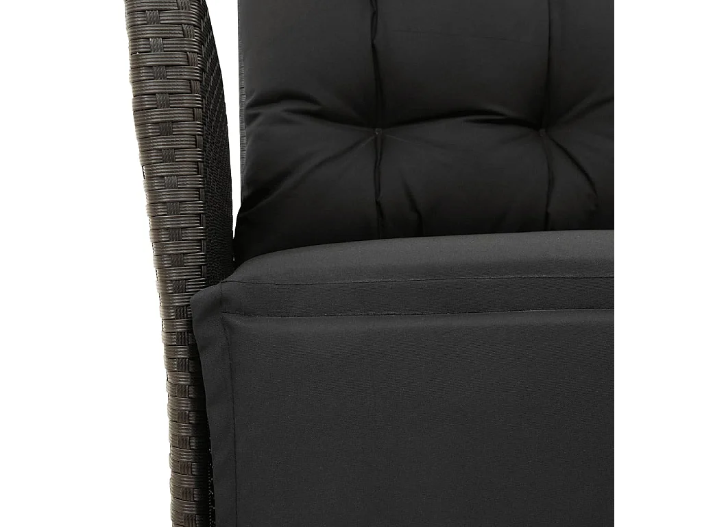 Ensemble à manger de jardin coussins 5pcs Noir Résine tressée