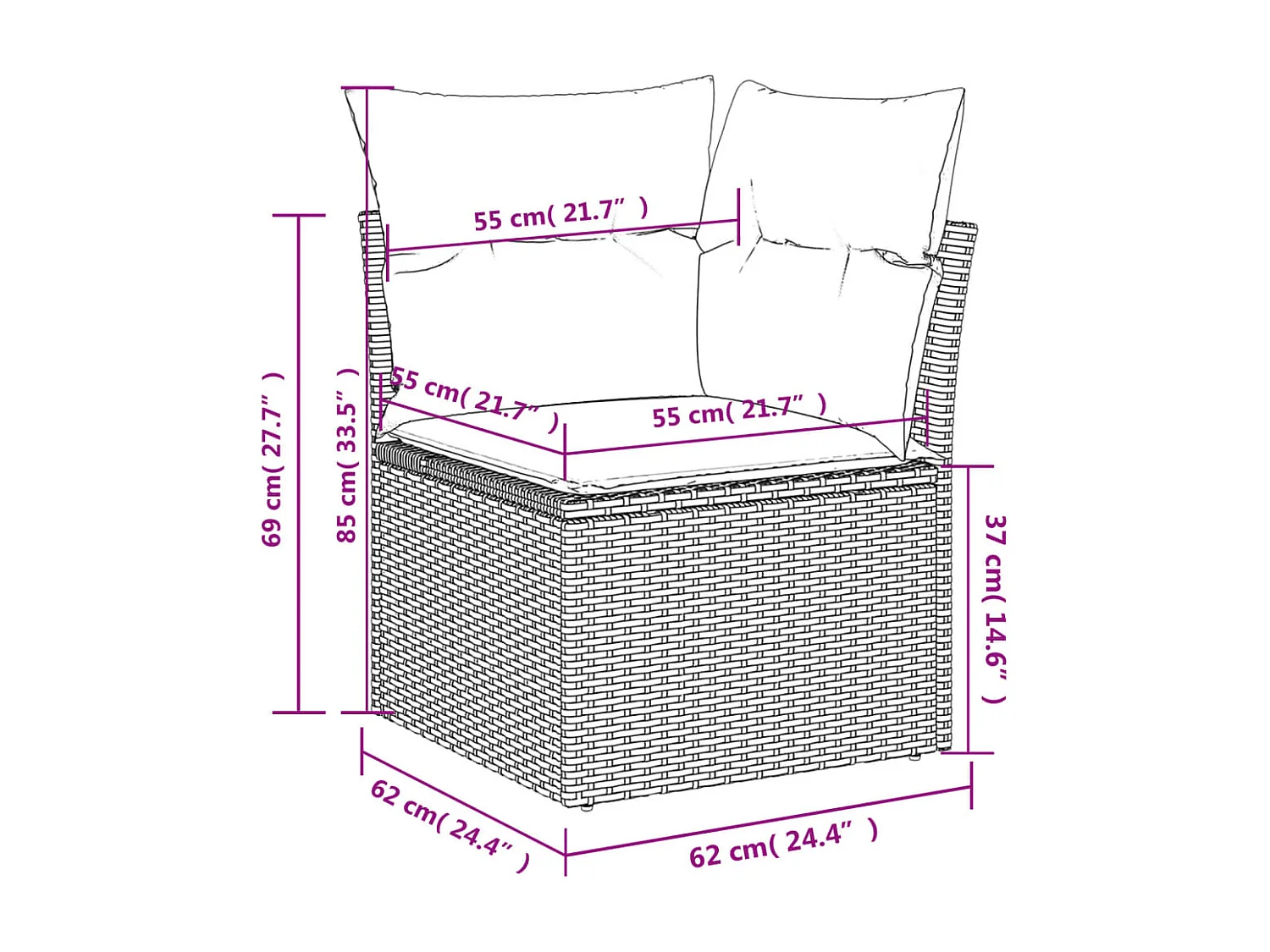 Set Divano da Giardino 5 pz con Cuscini Marrone in Polyrattan
