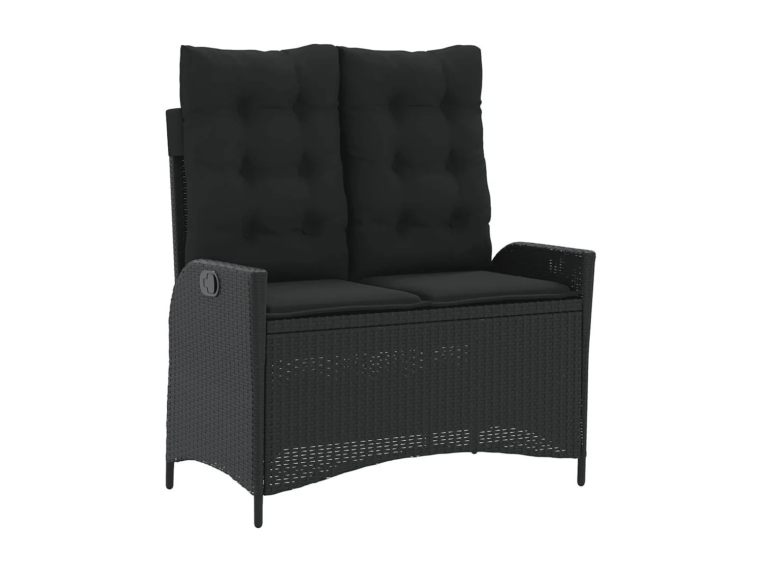 Set da Pranzo da Giardino 4 pz con Cuscini Nero in Polyrattan