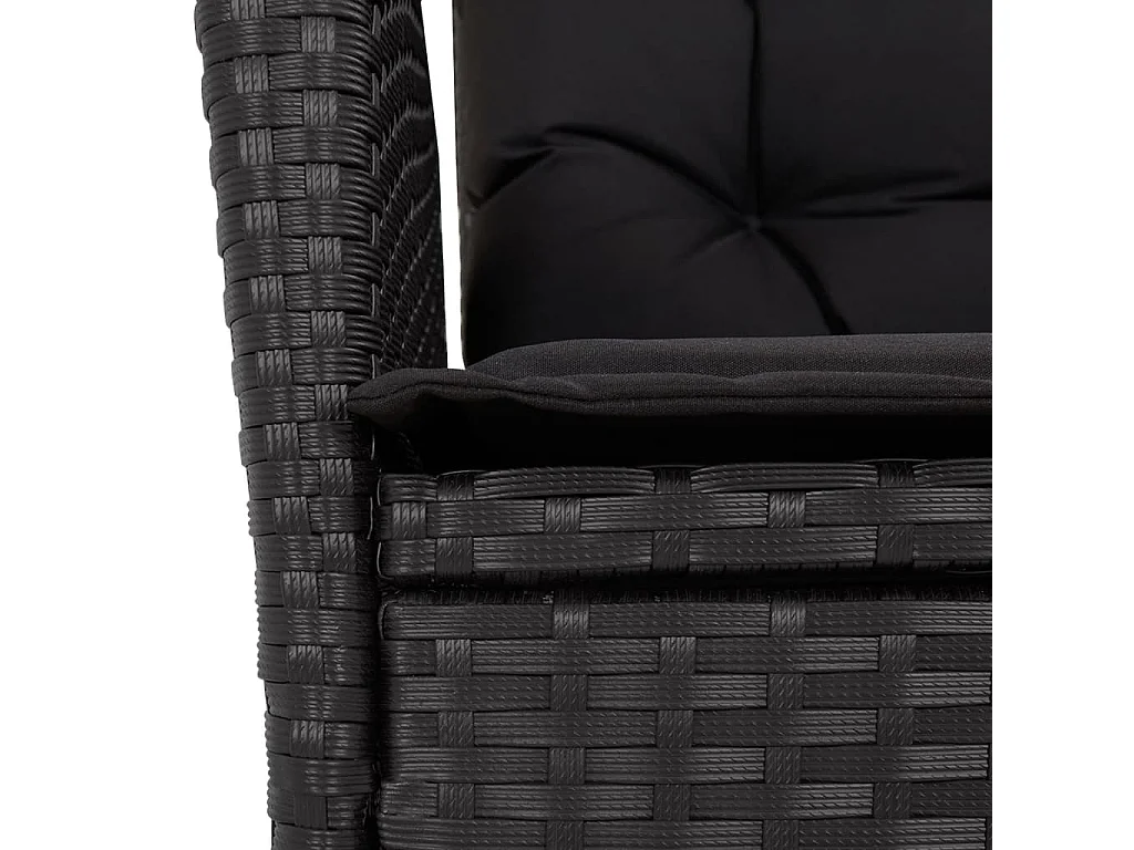 Set da Pranzo da Giardino 4 pz con Cuscini Nero in Polyrattan