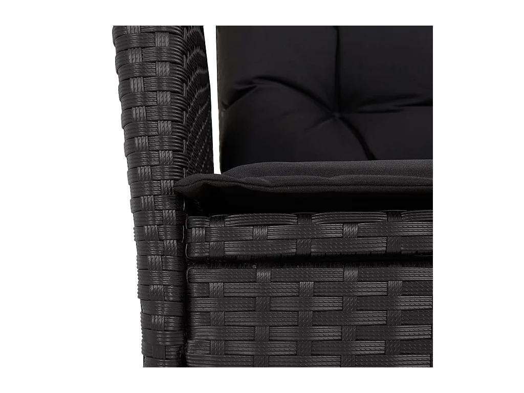 7-tlg. Garten-Essgruppe mit Kissen Schwarz Poly Rattan