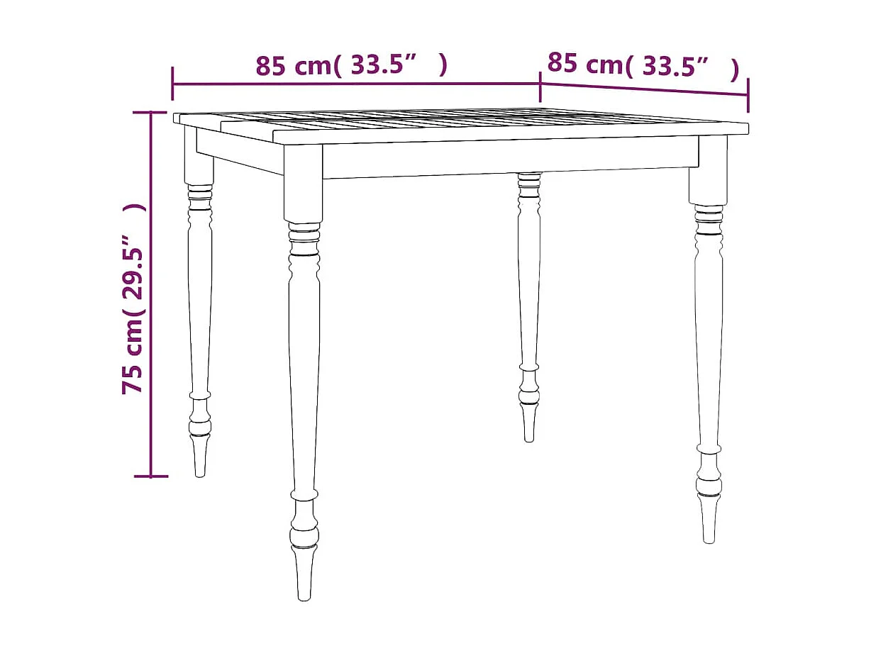 3-tlg. Garten-Essgruppe mit Dunkelgrauen Kissen Massivholz Teak