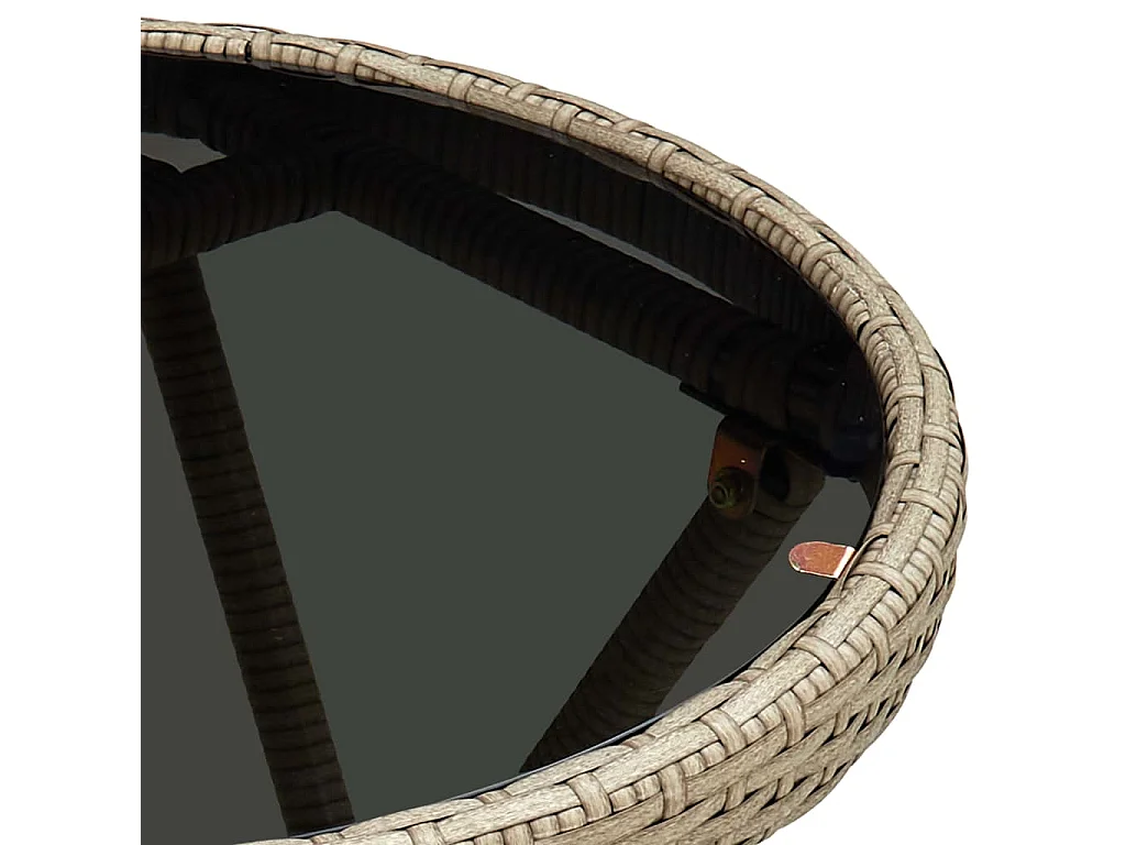 Set da Bistrò 3 pz con Cuscini Beige Polyrattan e Vetro