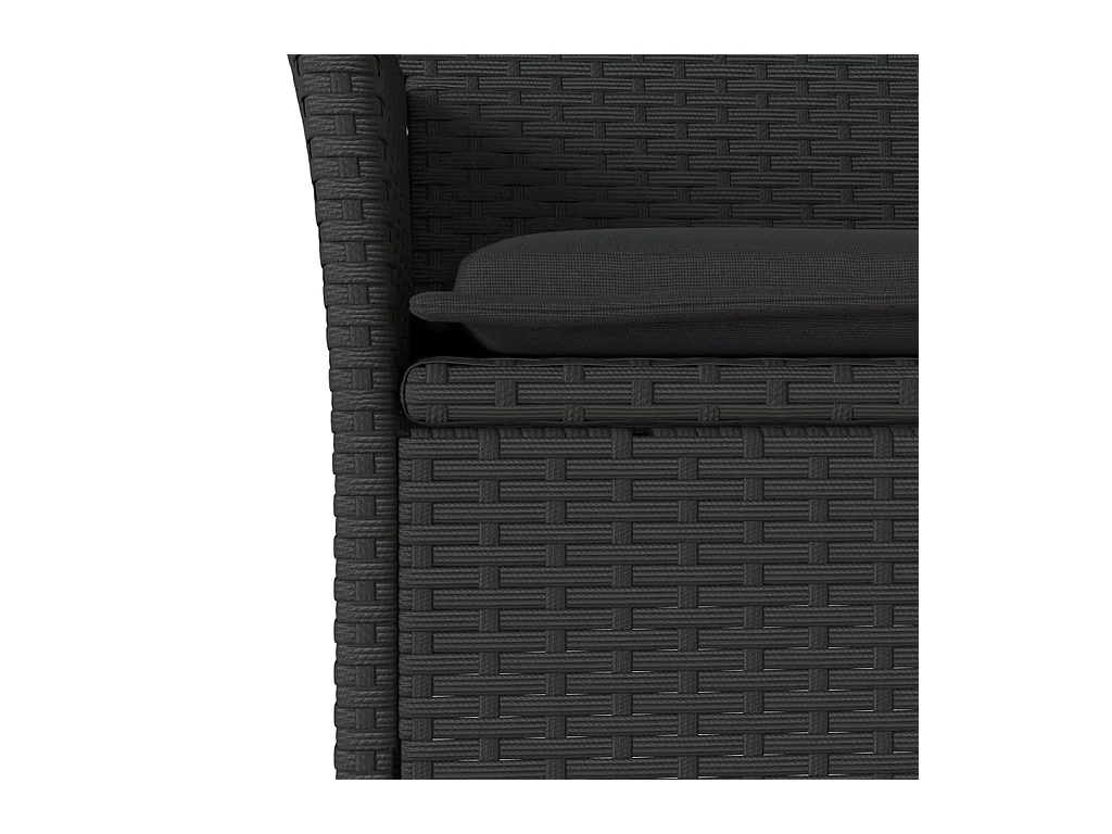 Ensemble à manger de jardin et coussins 5 pcs noir rotin verre