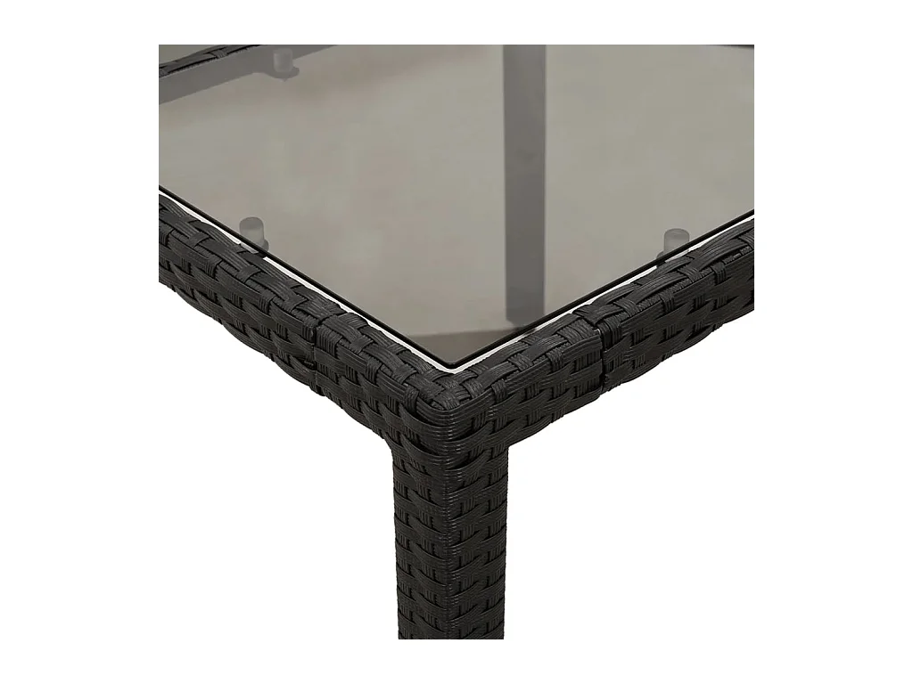 Ensemble à manger de jardin et coussins 5 pcs noir rotin verre