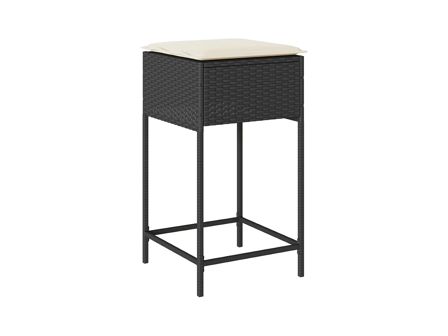 7-tlg. Gartenbar-Set mit Kissen Schwarz Poly Rattan