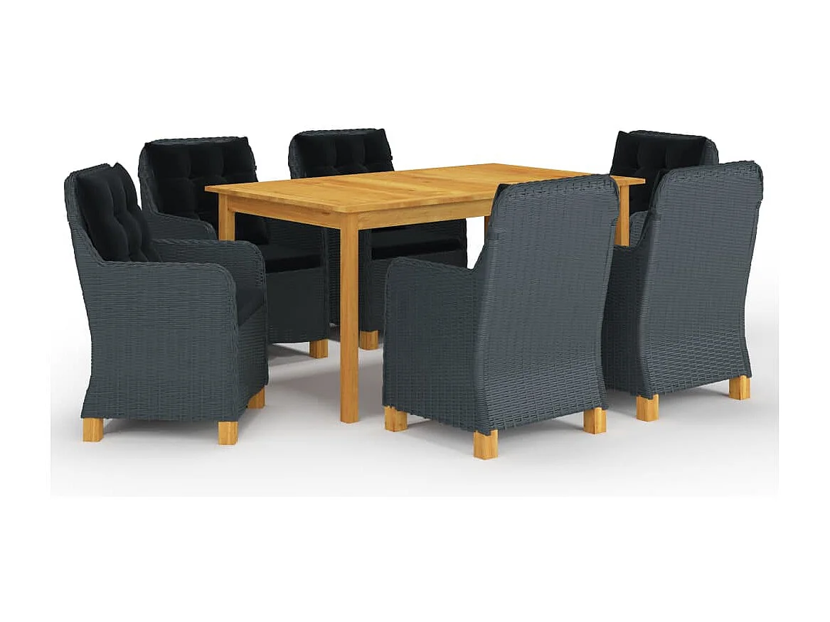 Ensemble à manger de jardin 7 pcs Gris foncé