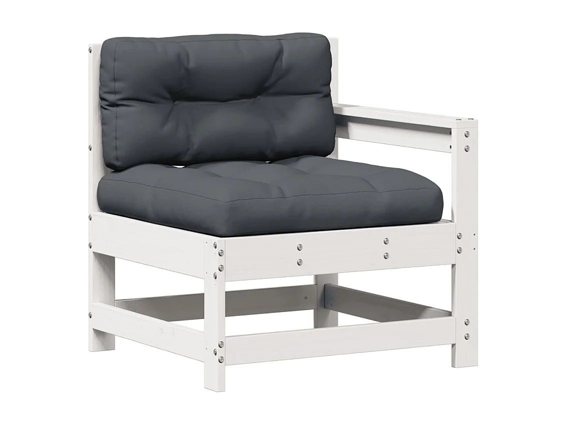 Salon de jardin 4 pcs avec coussins blanc bois de pin massif