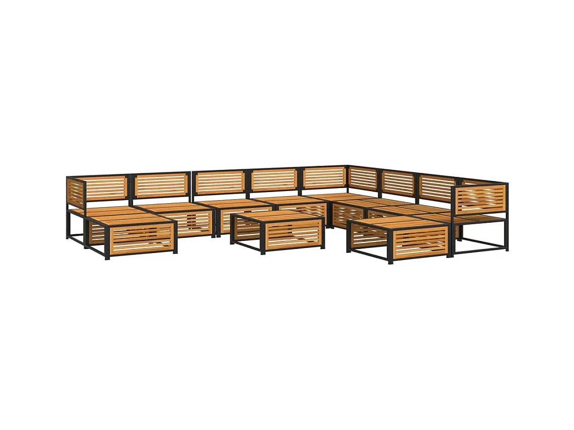 Salon de jardin avec coussins 11 pcs bois massif d'acacia