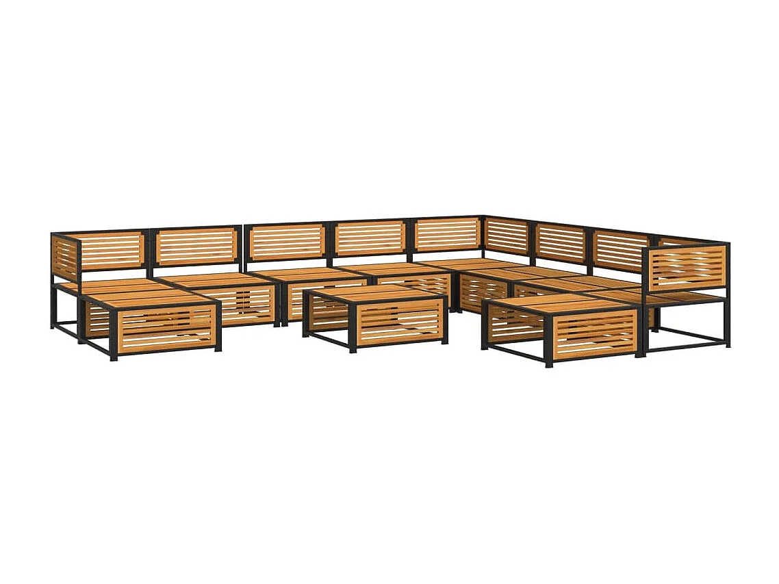 Set de sofás de jardín con cojines 11 pzas madera maciza acacia