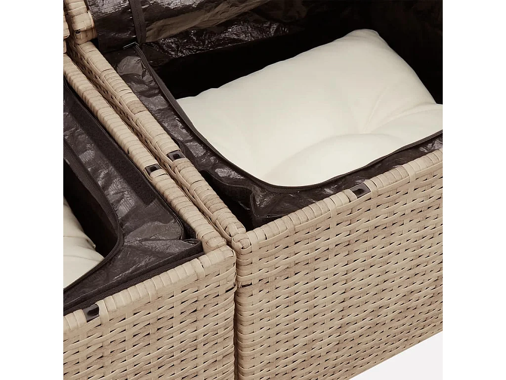 7-tlg. Garten-Sofagarnitur mit Kissen Beige Poly Rattan