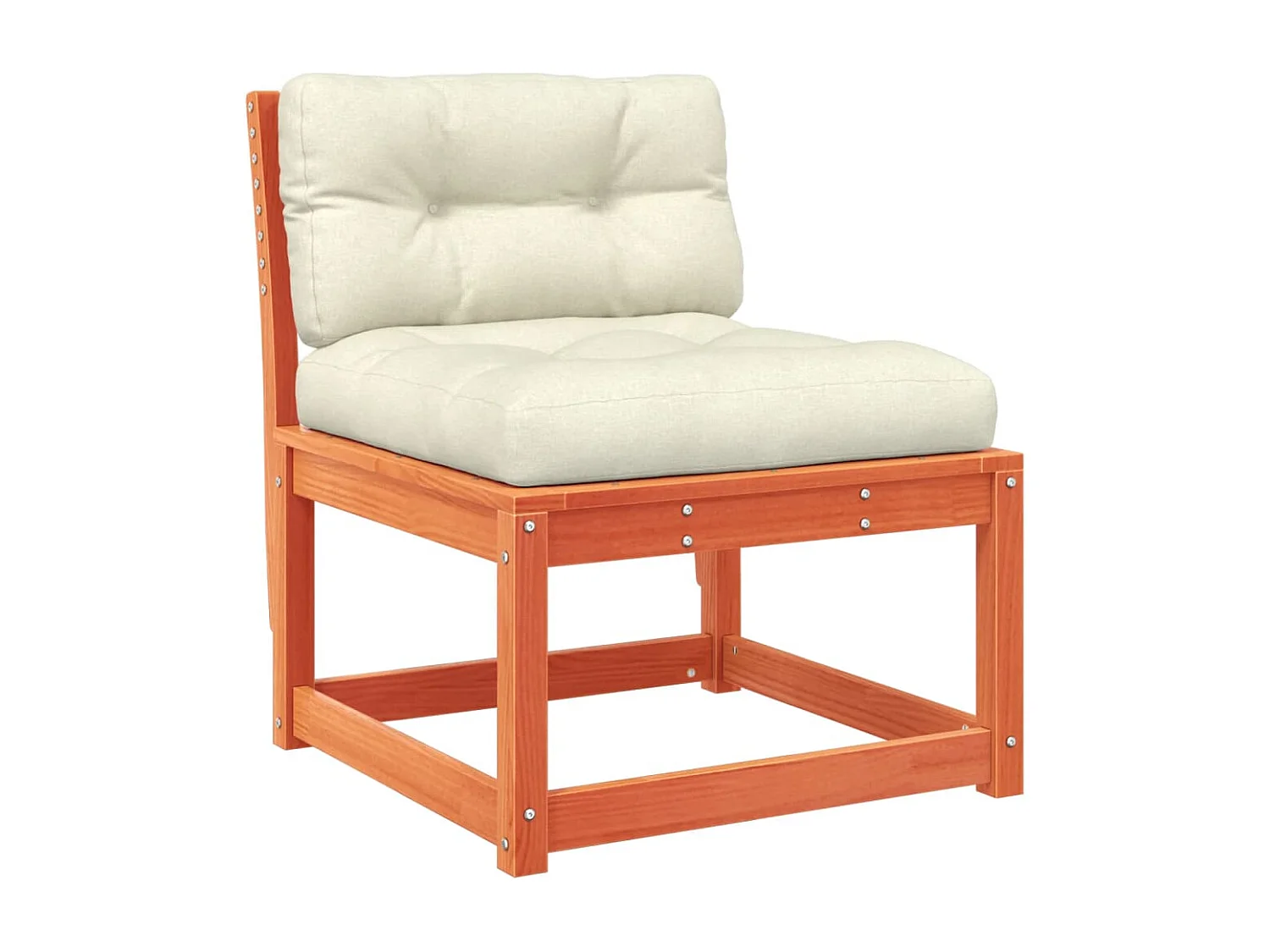 Set muebles jardín 7 pzas con cojines madera pino marrón cera