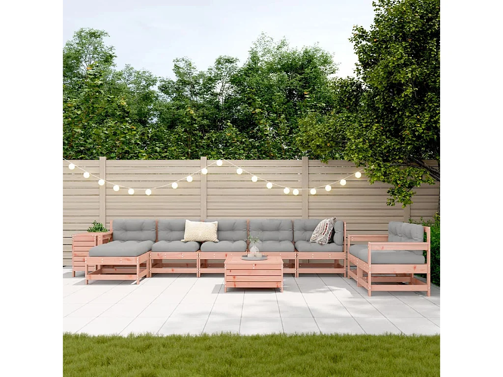 Salon de jardin 10 pcs bois massif sapin de douglas