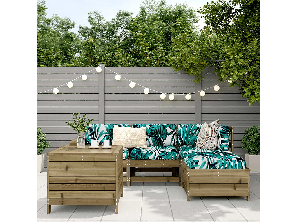 Salon de jardin 5 pcs bois de pin imprégné