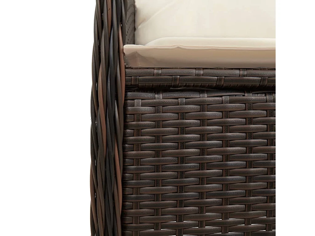 Ensemble de bistro de jardin 7 pcs coussins marron poly rotin