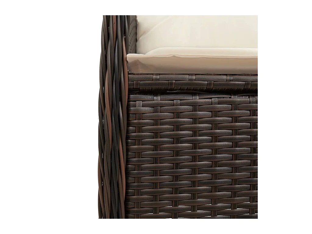7-delige Bistroset met kussens poly rattan bruin