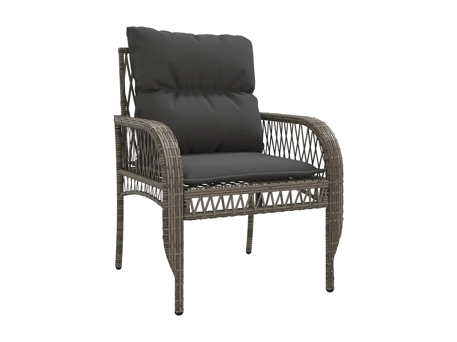 Set Divani da Giardino 4 pz con Cuscini in Polyrattan Grigio