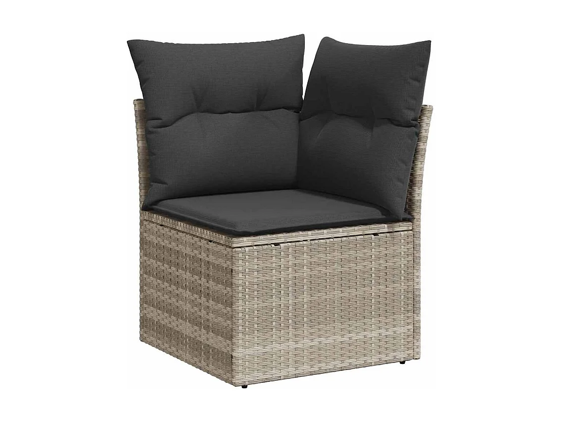 Set Divano da Giardino 6pz con Cuscini Grigio Chiaro Polyrattan