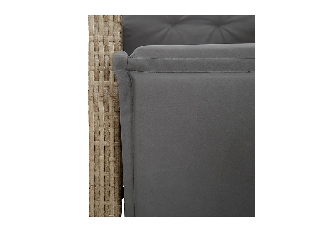Ensemble à manger de jardin coussins 4 pcs beige résine tressée