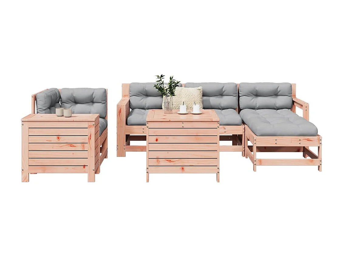 Salon de jardin 7 pcs bois massif sapin de douglas