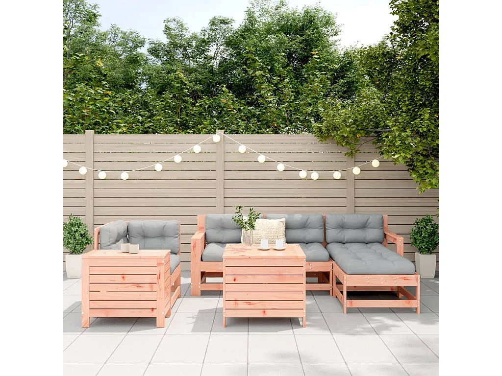 Salon de jardin 7 pcs bois massif sapin de douglas