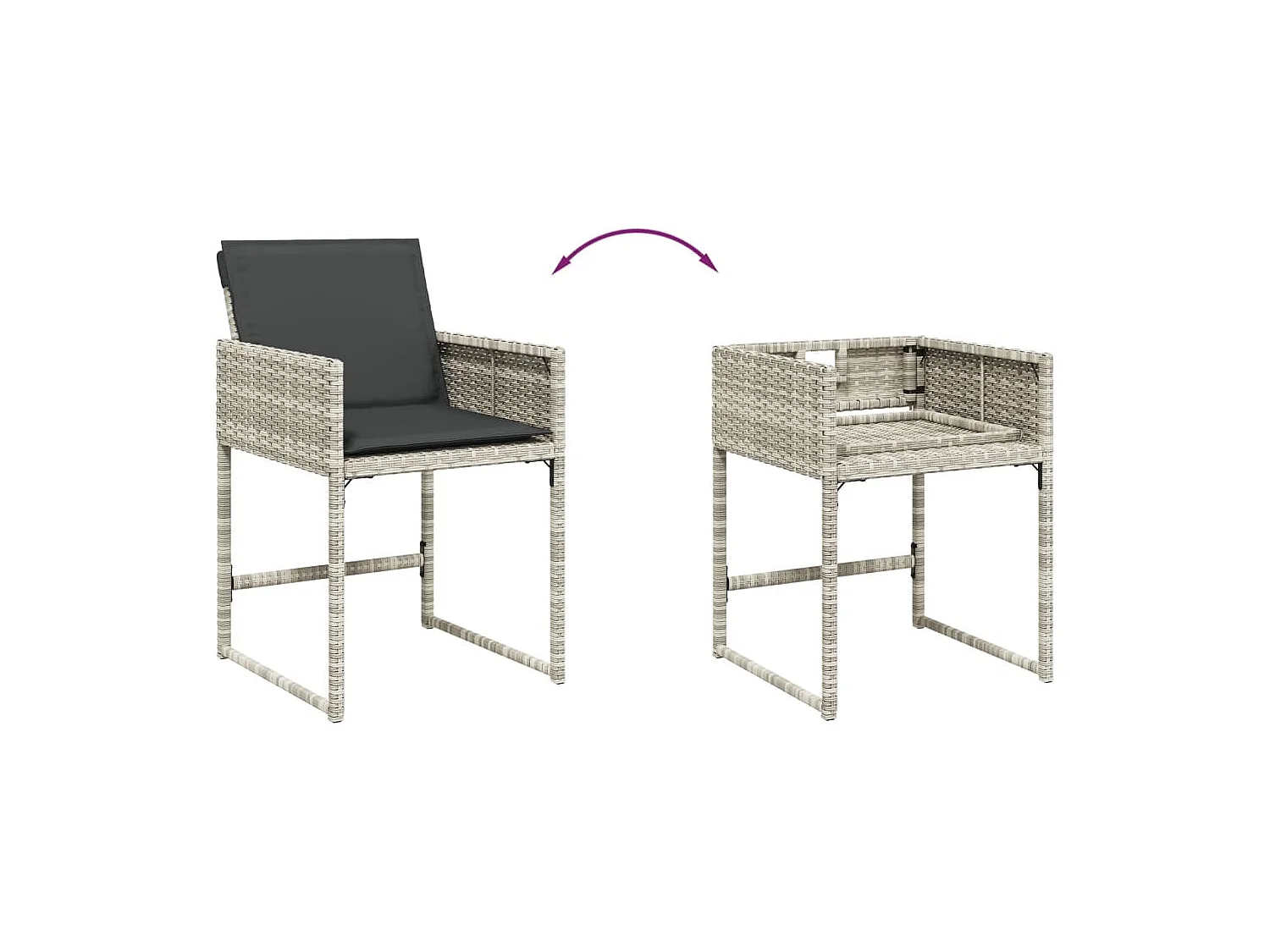 Set Pranzo Giardino 11pz con Cuscini Grigio Chiaro Polyrattan