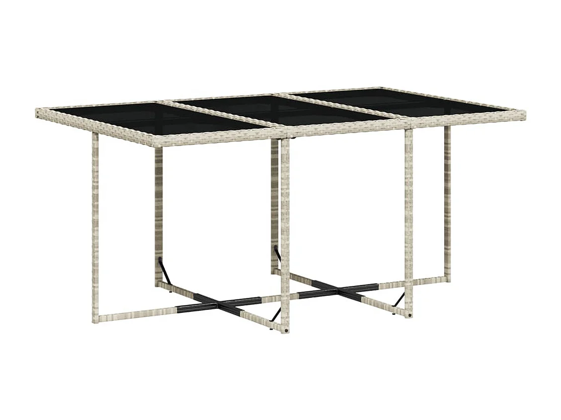 Set Pranzo Giardino 11pz con Cuscini Grigio Chiaro Polyrattan