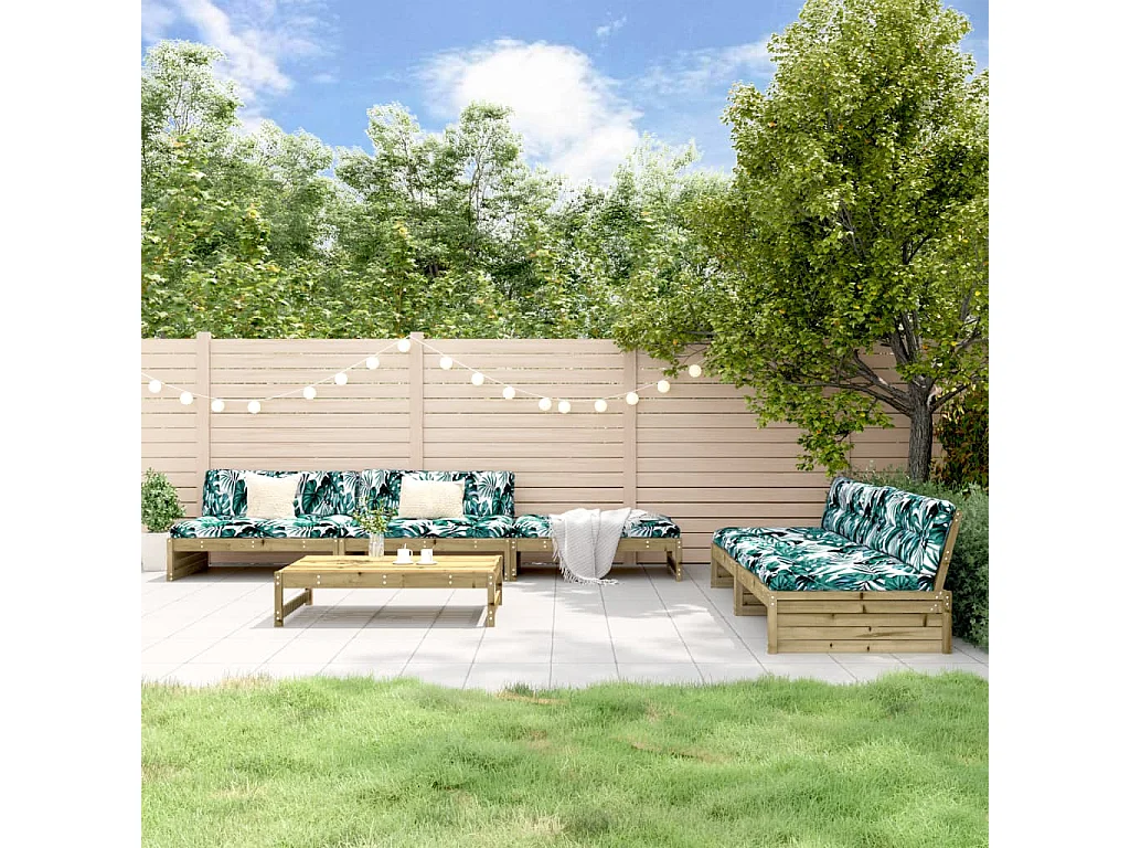 Set Salotto da Giardino 6 pz in Legno Impregnato di Pino