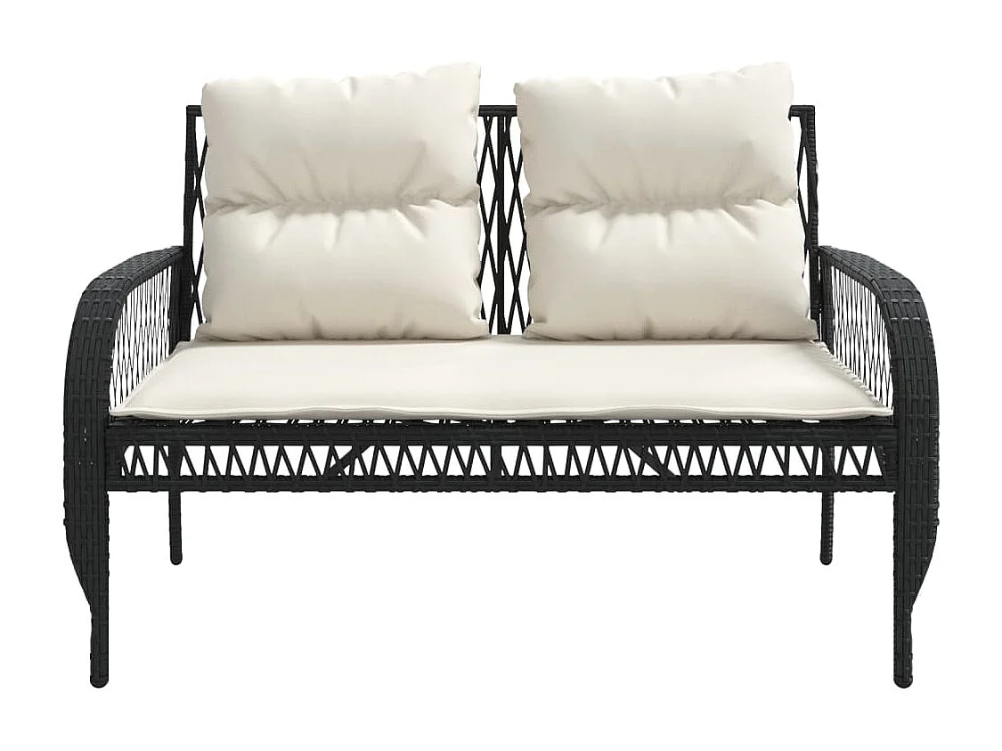 4-delige Loungeset met kussens poly rattan zwart