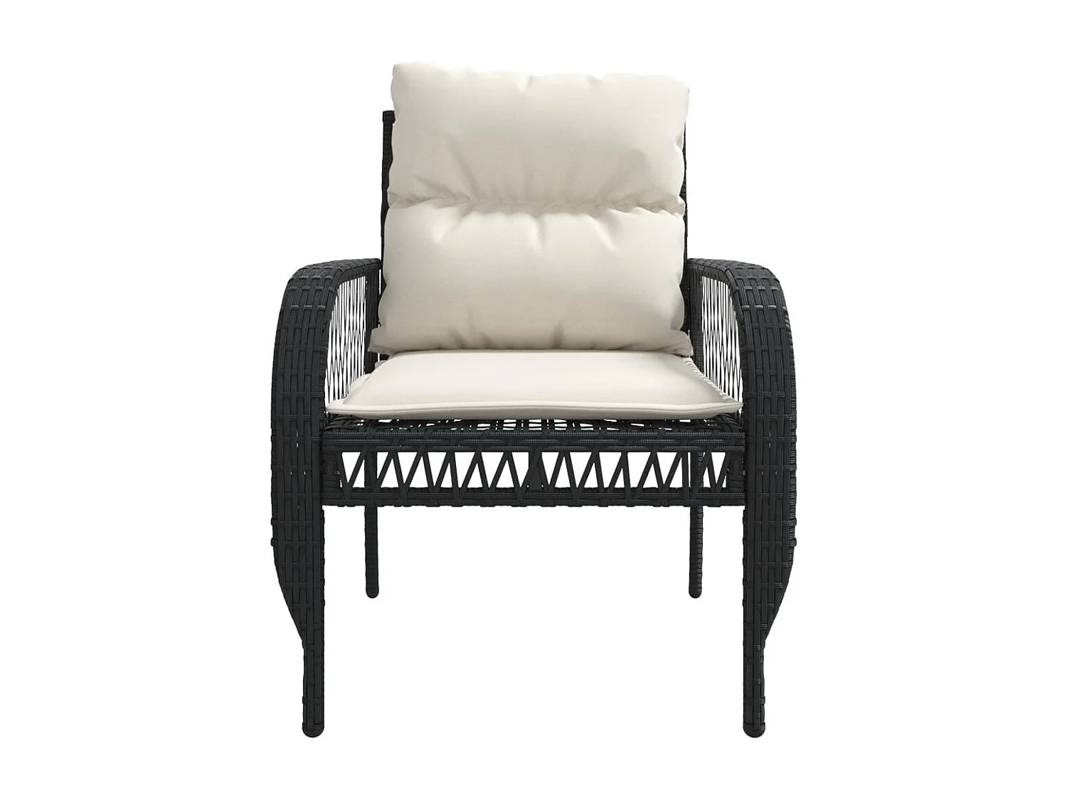 4-delige Loungeset met kussens poly rattan zwart