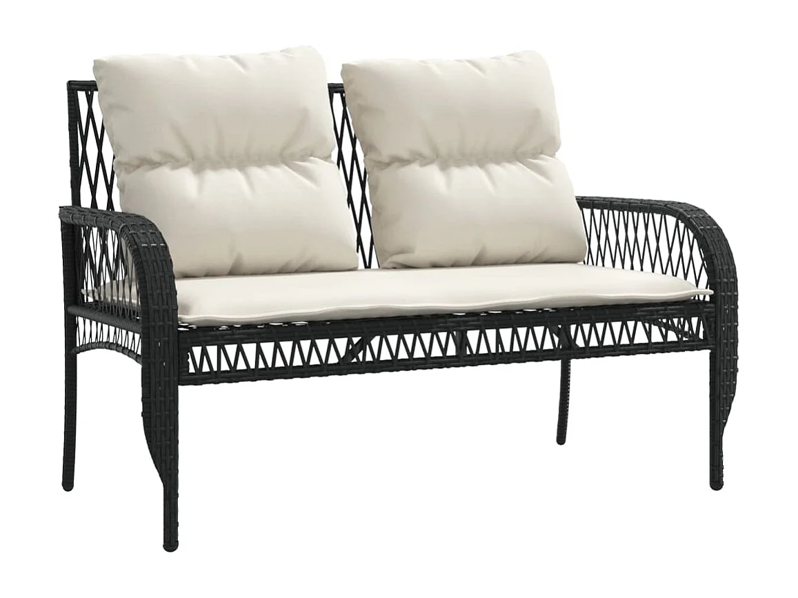 Set Divani da Giardino 4 pz con Cuscini Nero in Polyrattan