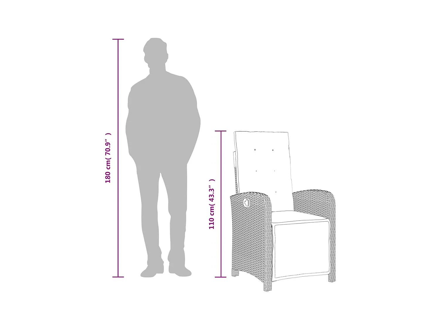 Ensemble à manger de jardin et coussins 7 pcs gris rotin
