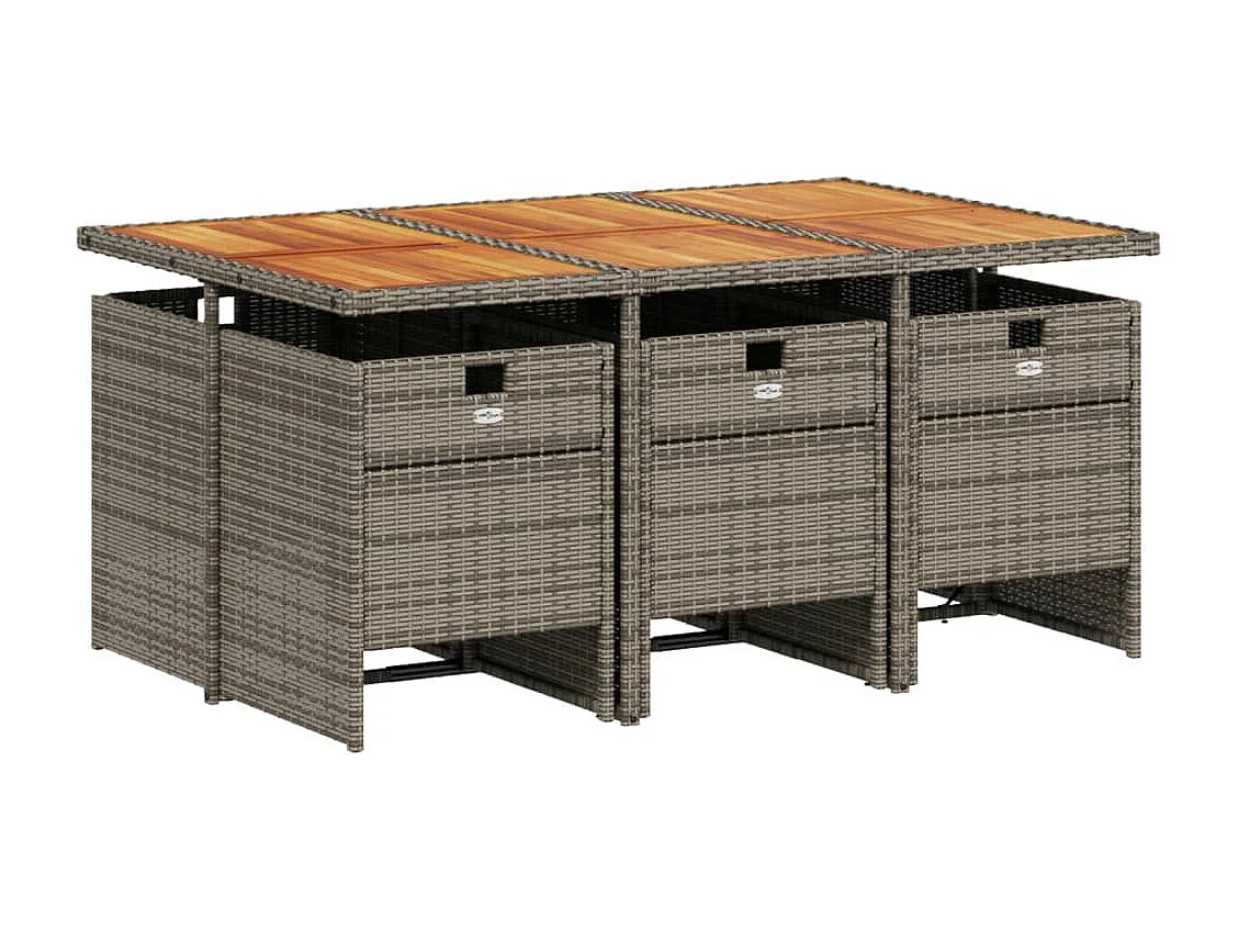 Ensemble à manger de jardin et coussins 7 pcs gris rotin