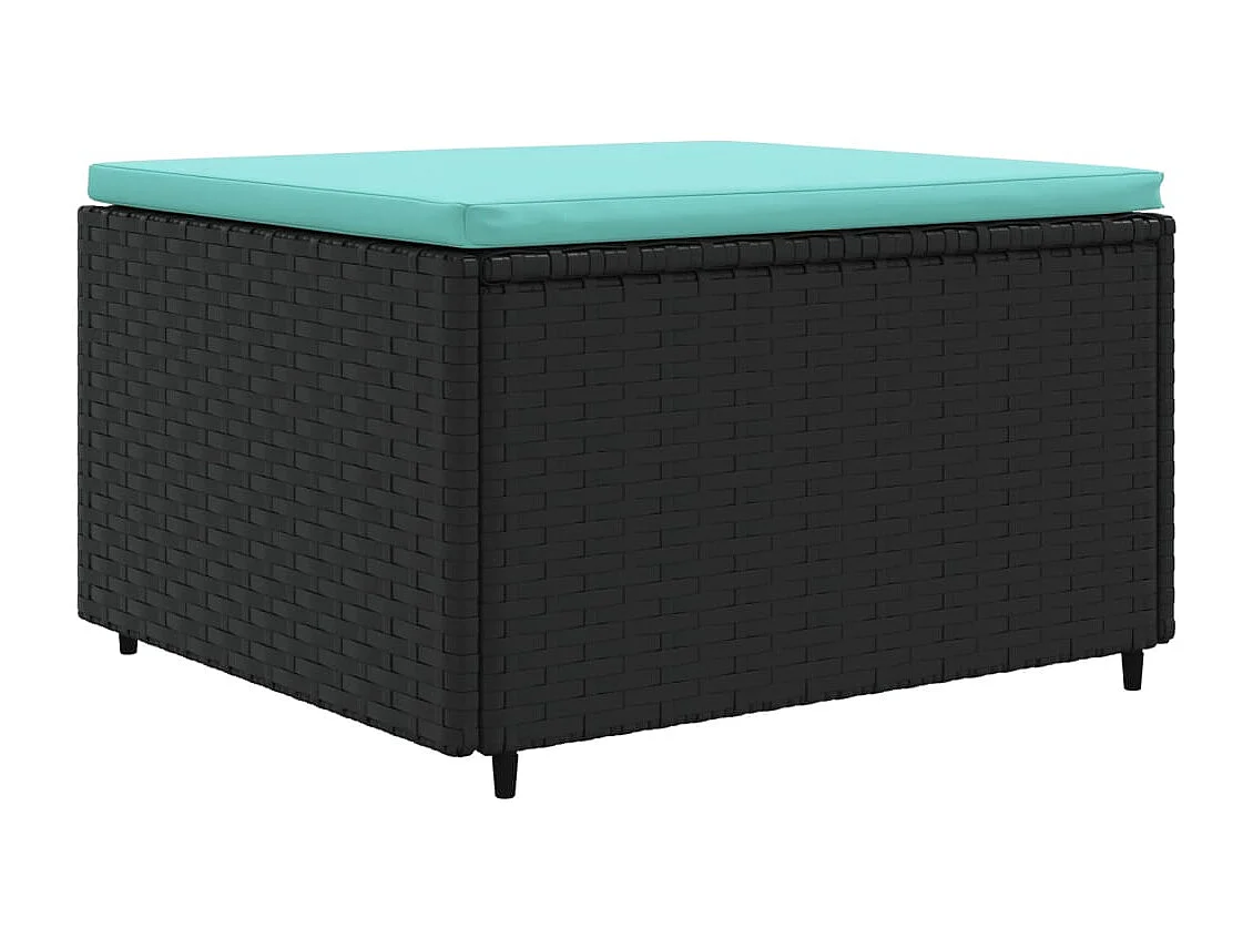 4 pcs conjunto lounge de jardim c/ almofadões vime PE preto